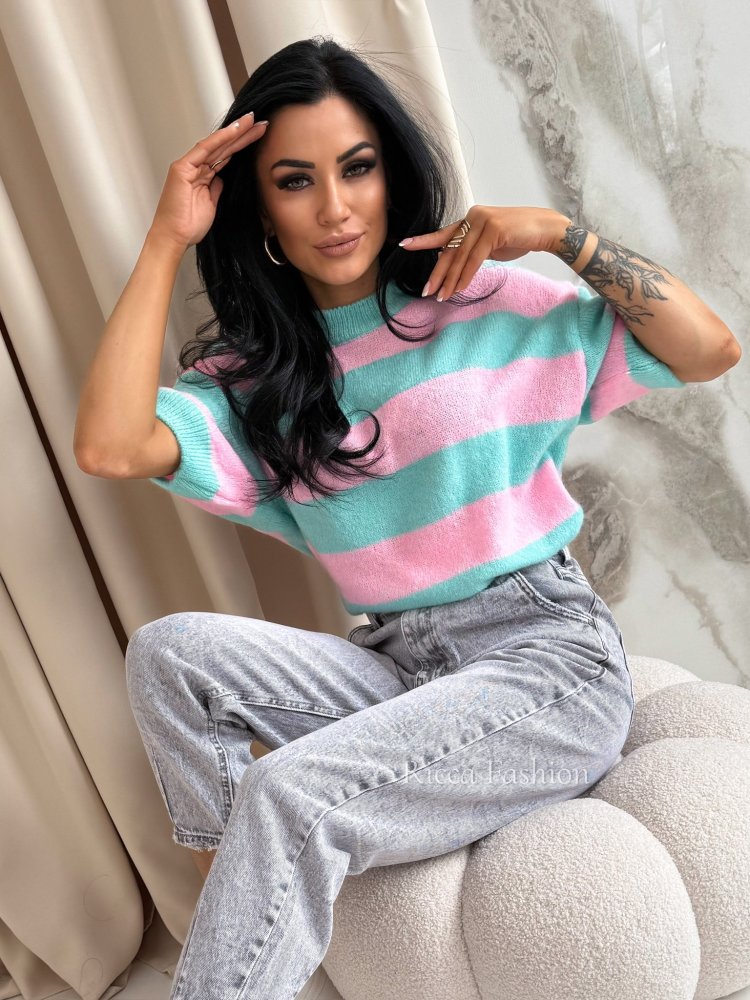 Sweter NOVELIO, turquoise/pink