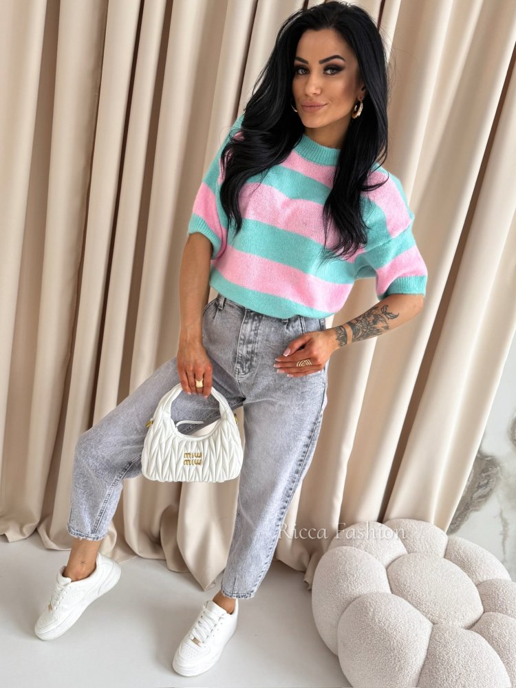 Sweter NOVELIO, turquoise/pink