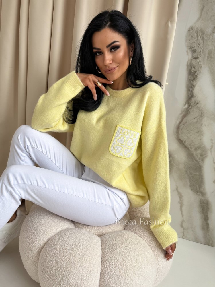 Sweter z wełną LOVISS, yellow