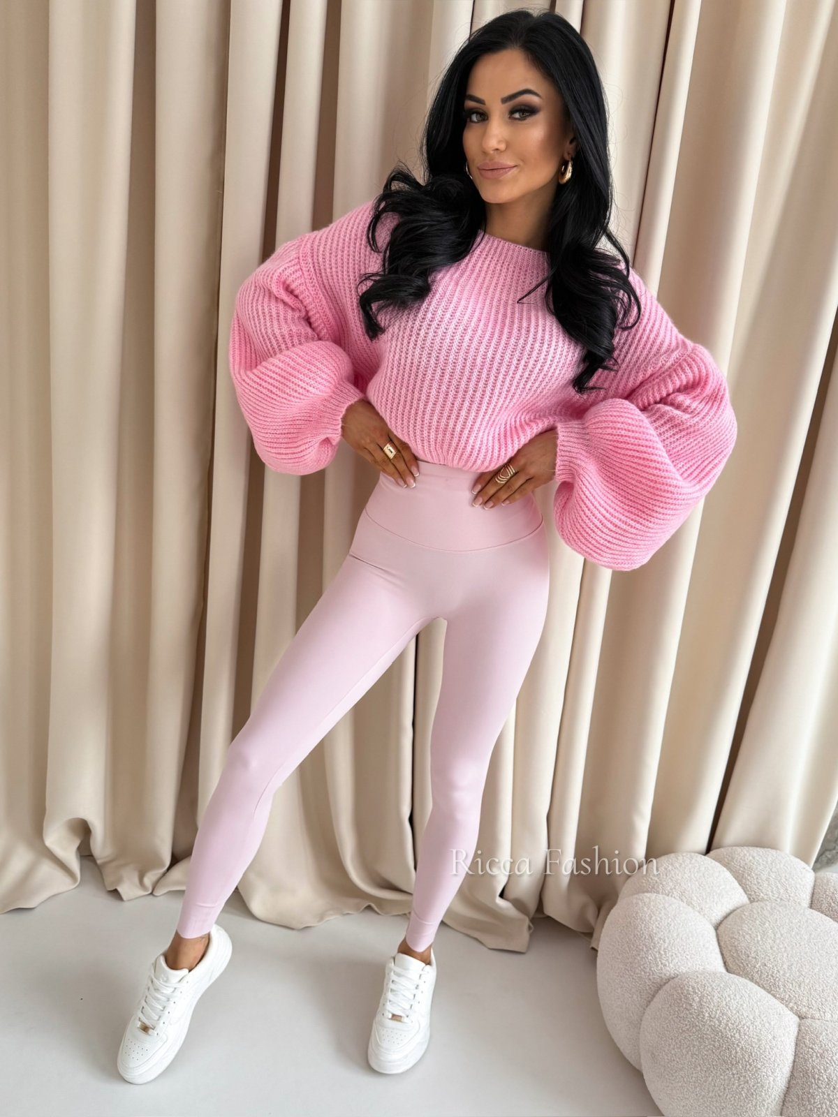 Legginsy z lycrą AZARRO, light pink