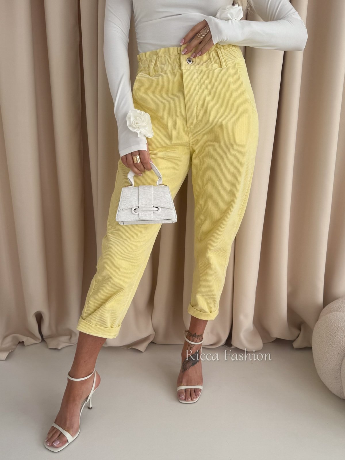 Spodnie sztruksowe VINCI, banana