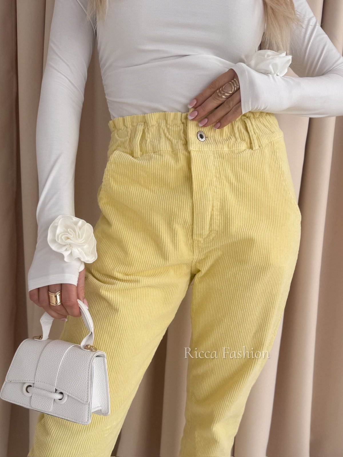 Spodnie sztruksowe VINCI, banana