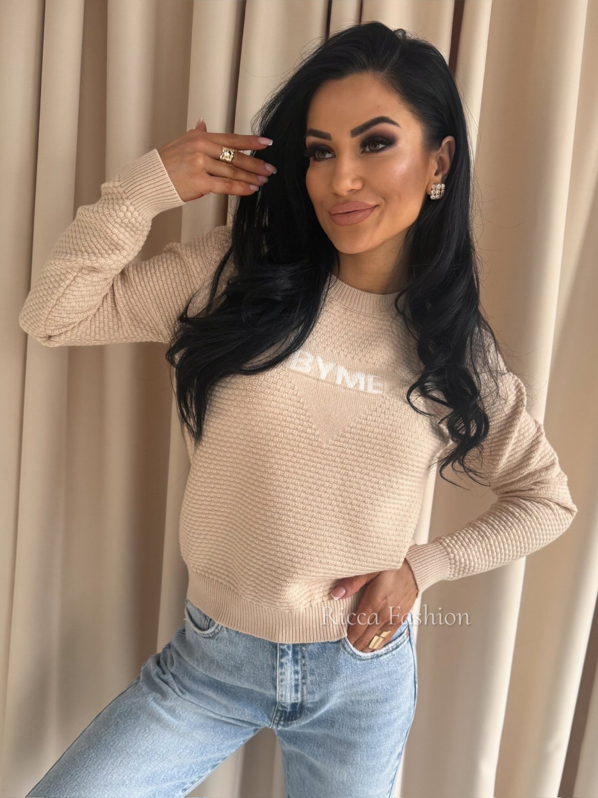 Sweter z kaszmirem CRISTAL, beige