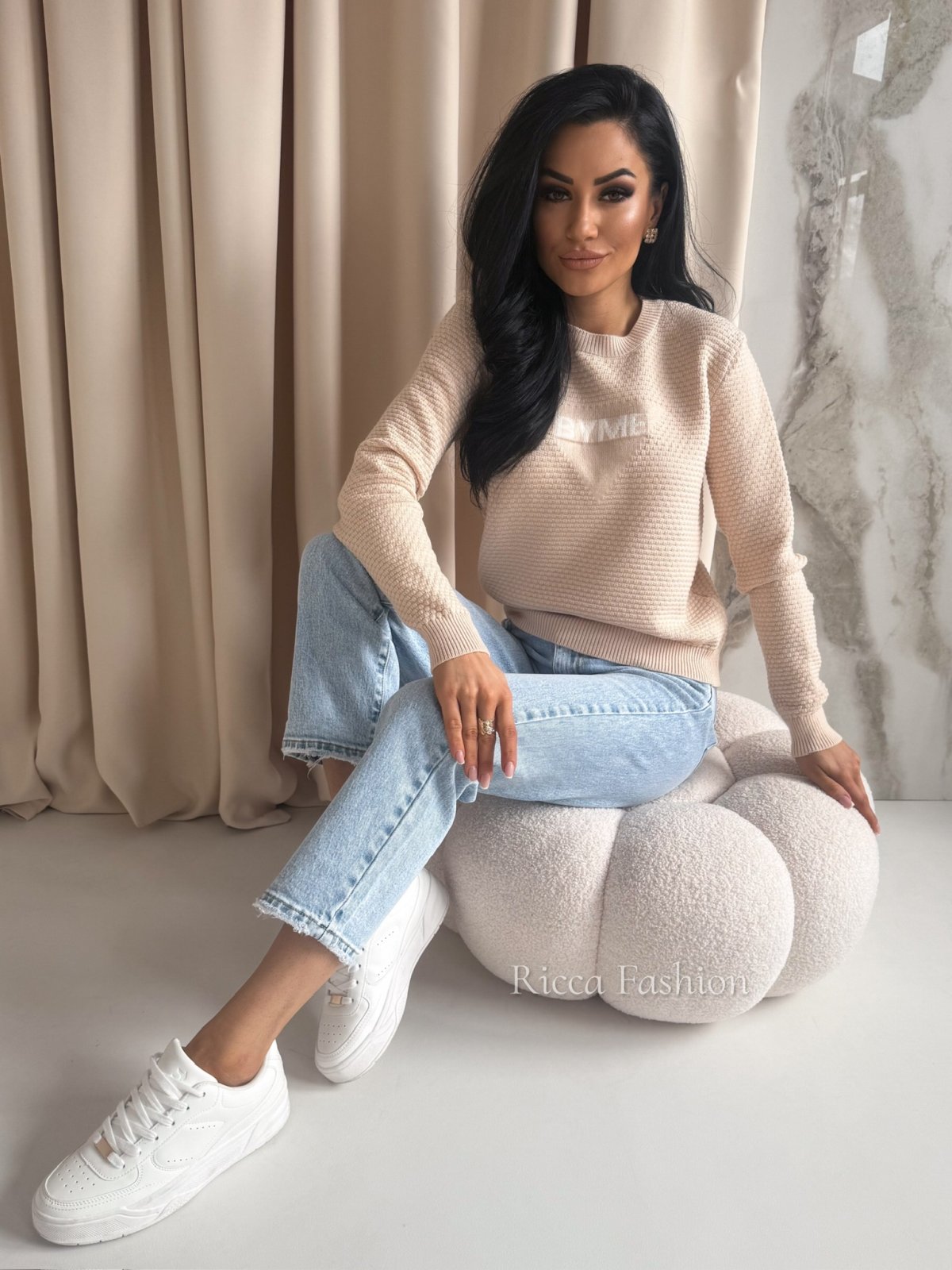 Sweter z kaszmirem CRISTAL, beige