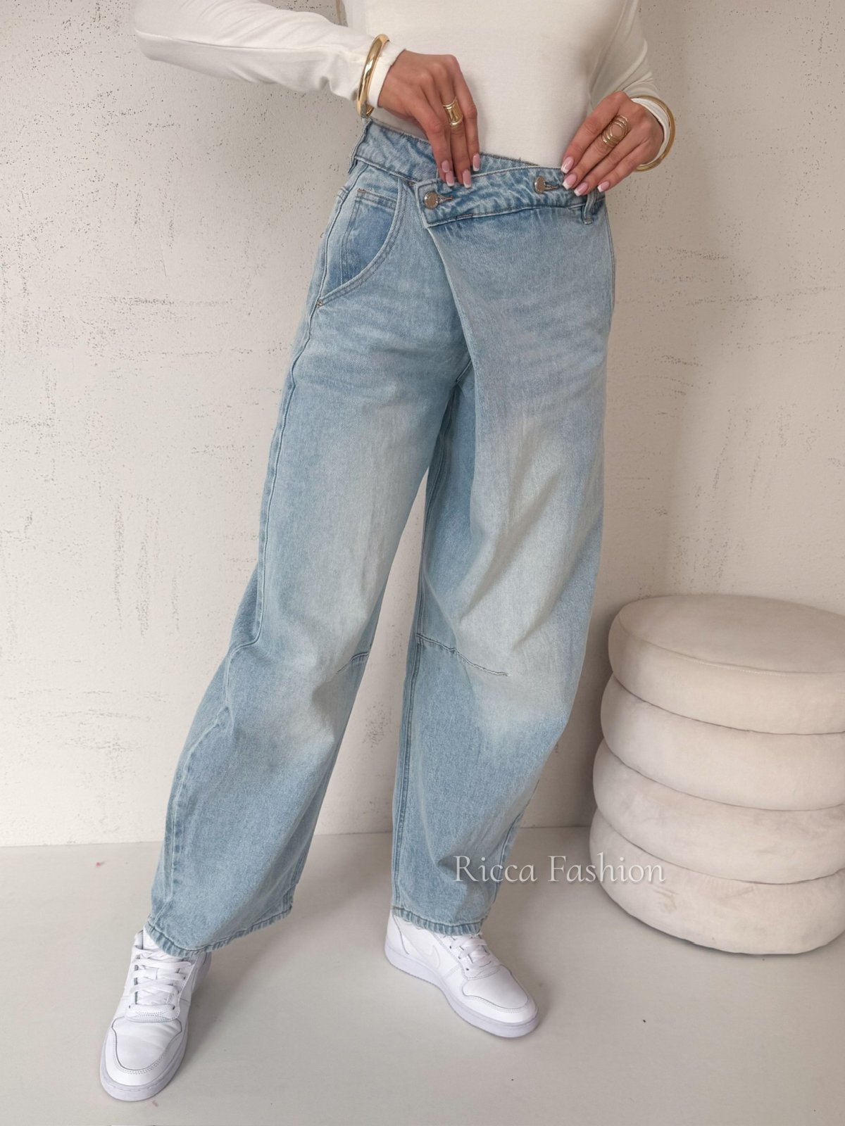 Spodnie banana leg LESSI, blue