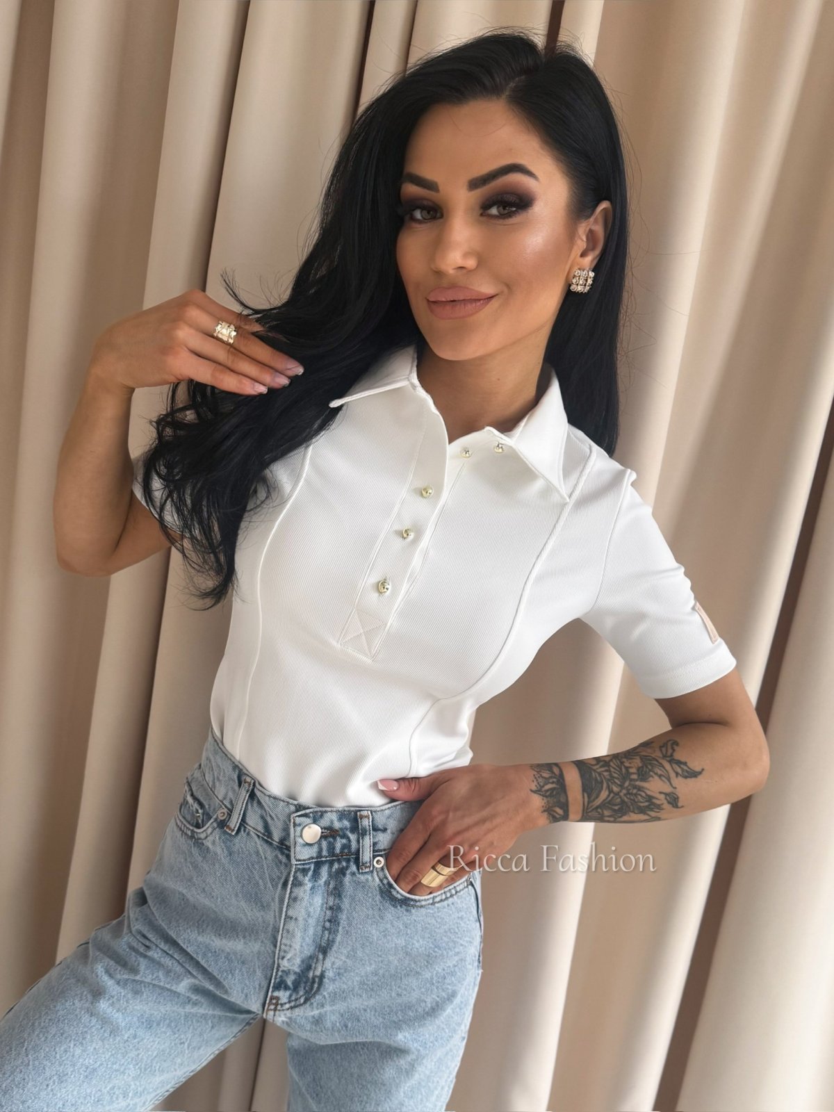 Bluzka polo GEORGINA, white