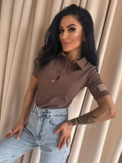 Bluzka polo GEORGINA, mocca