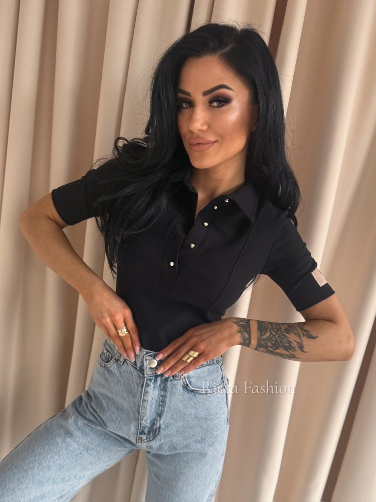 Bluzka polo GEORGINA, black