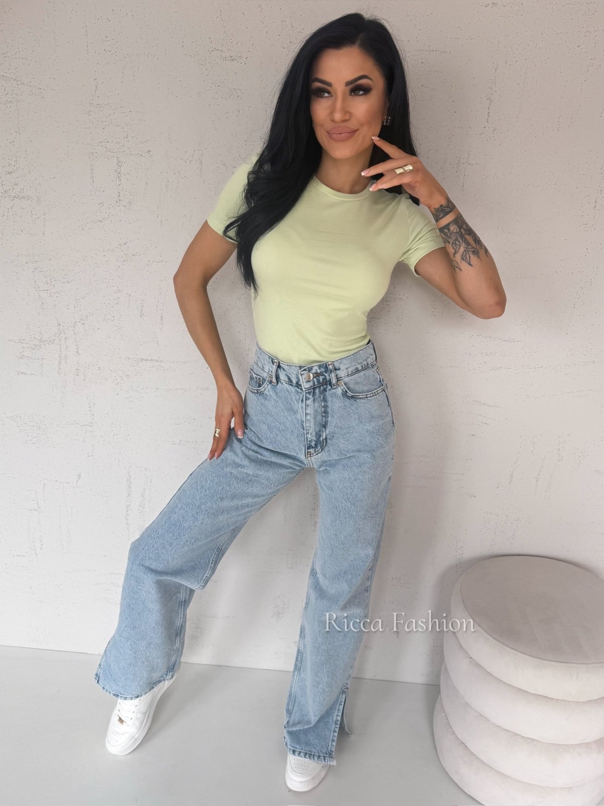 T-shirt bawełniany MATILDE, matcha