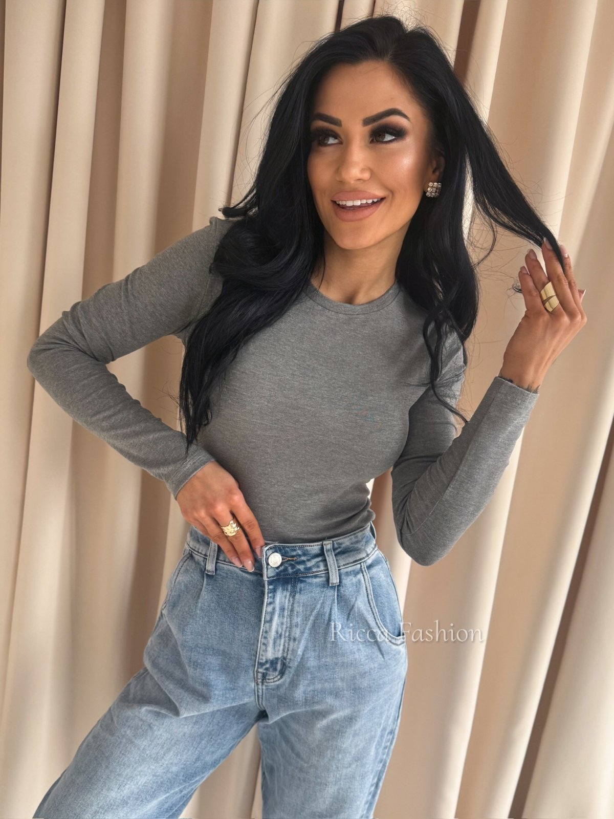 Bluzka z bawełny AURORI, gray