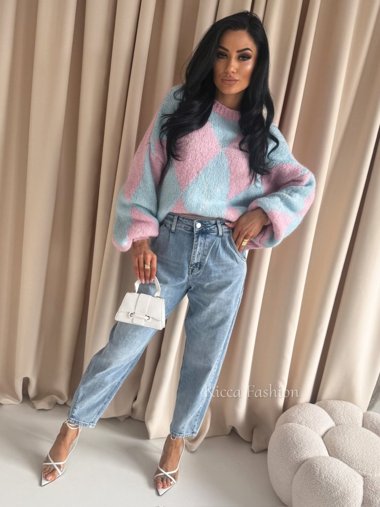 Sweter z wełną ROMBI,...