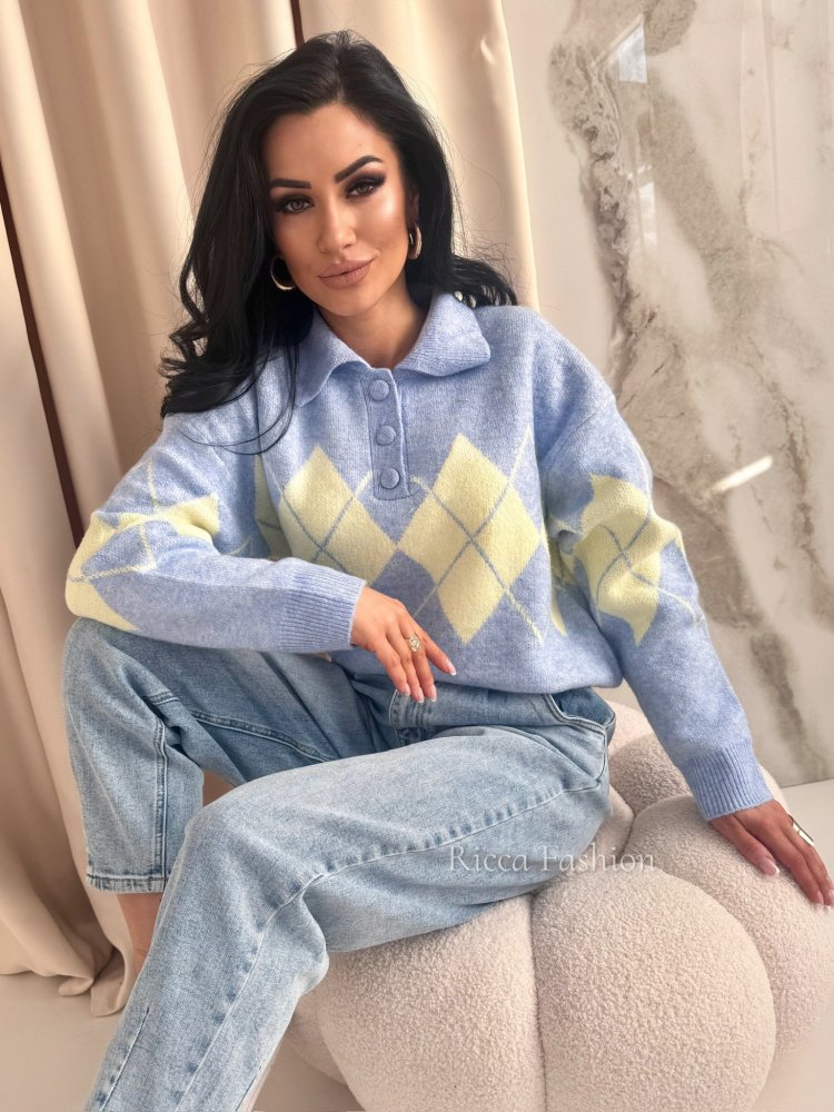 Sweter polo SUELE, baby blue