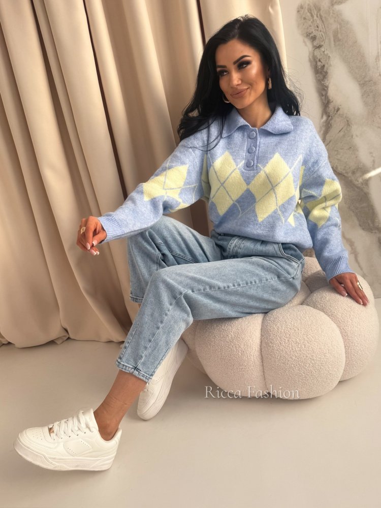 Sweter polo SUELE, baby blue