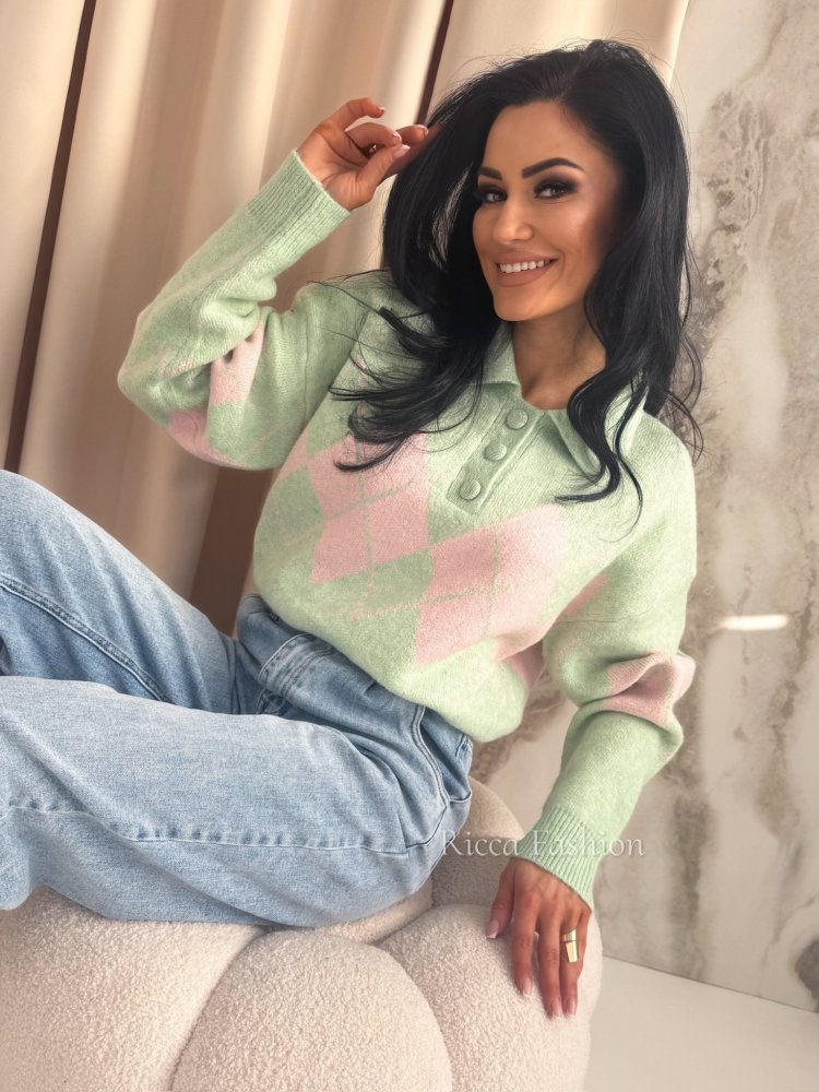 Sweter polo SUELE, pistachio