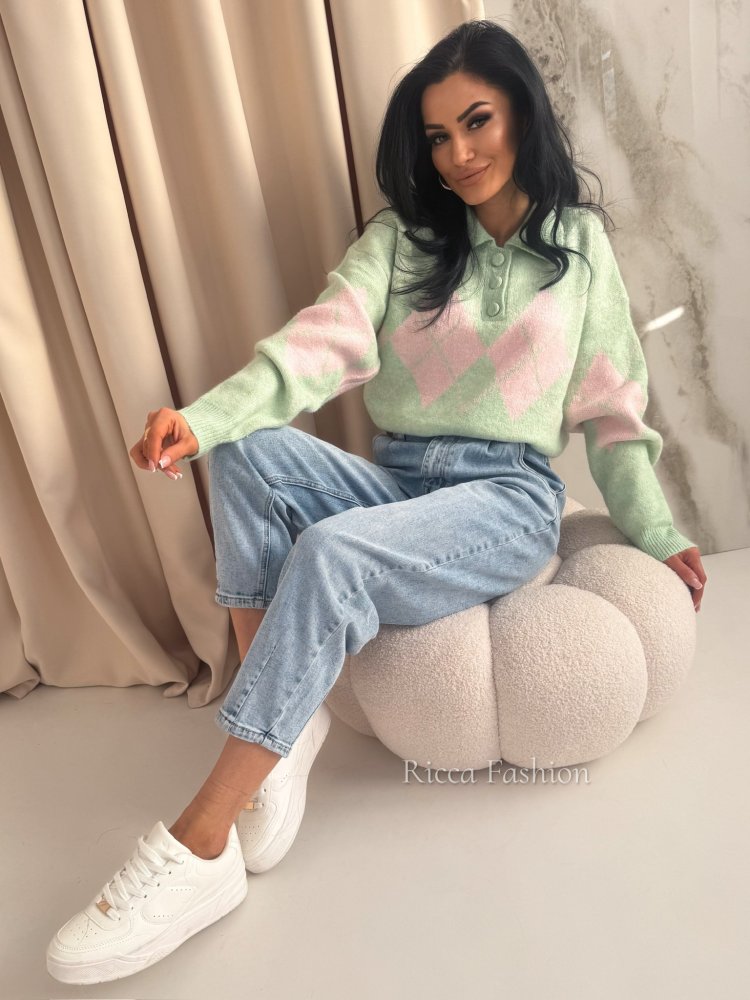 Sweter polo SUELE, pistachio