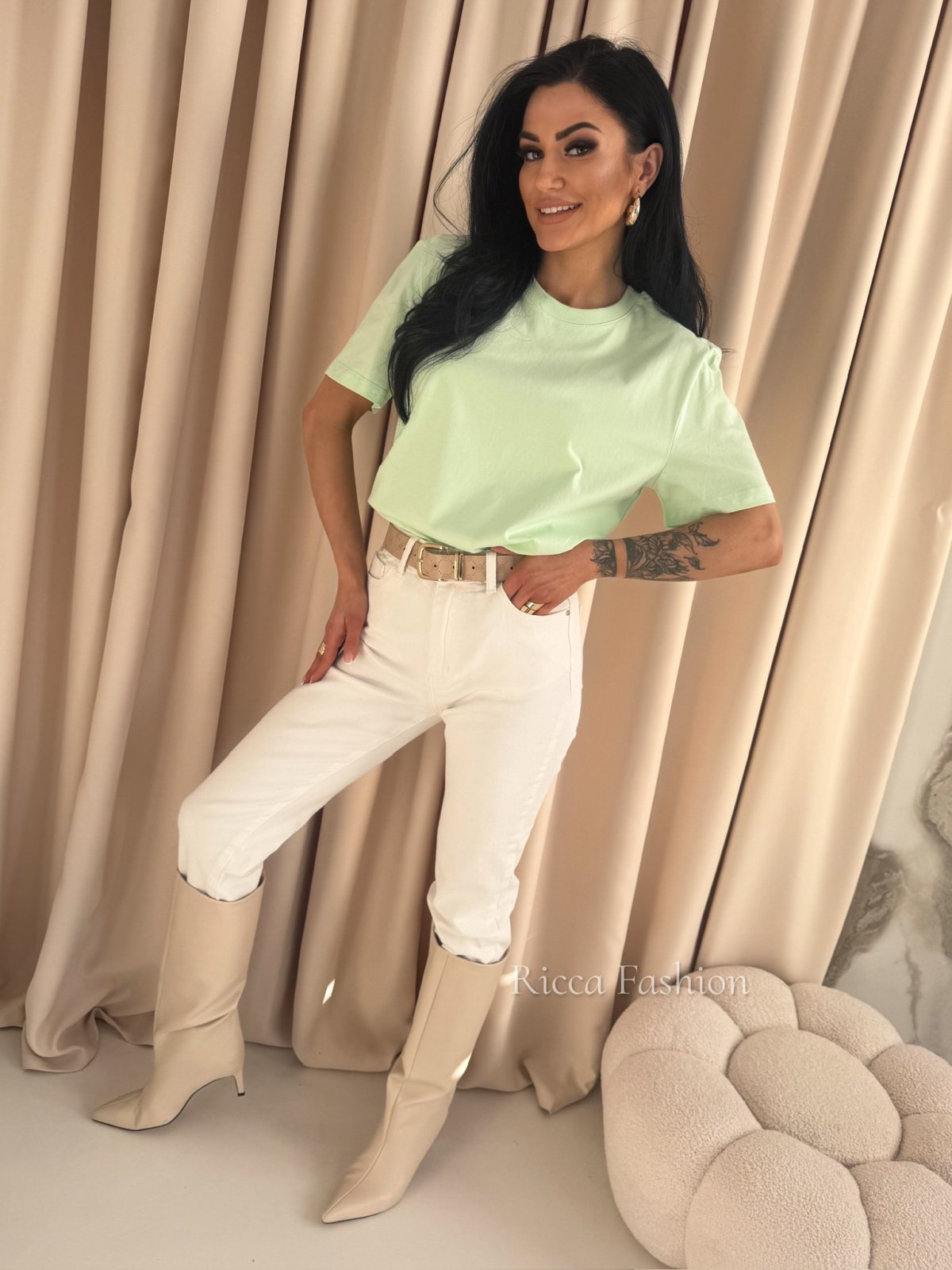 T-shirt bawełniany LUMINO, pistachio