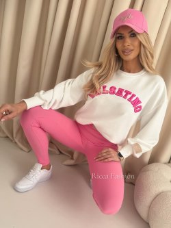 Bluza dresowa VILANTE, ecru/fuchsia