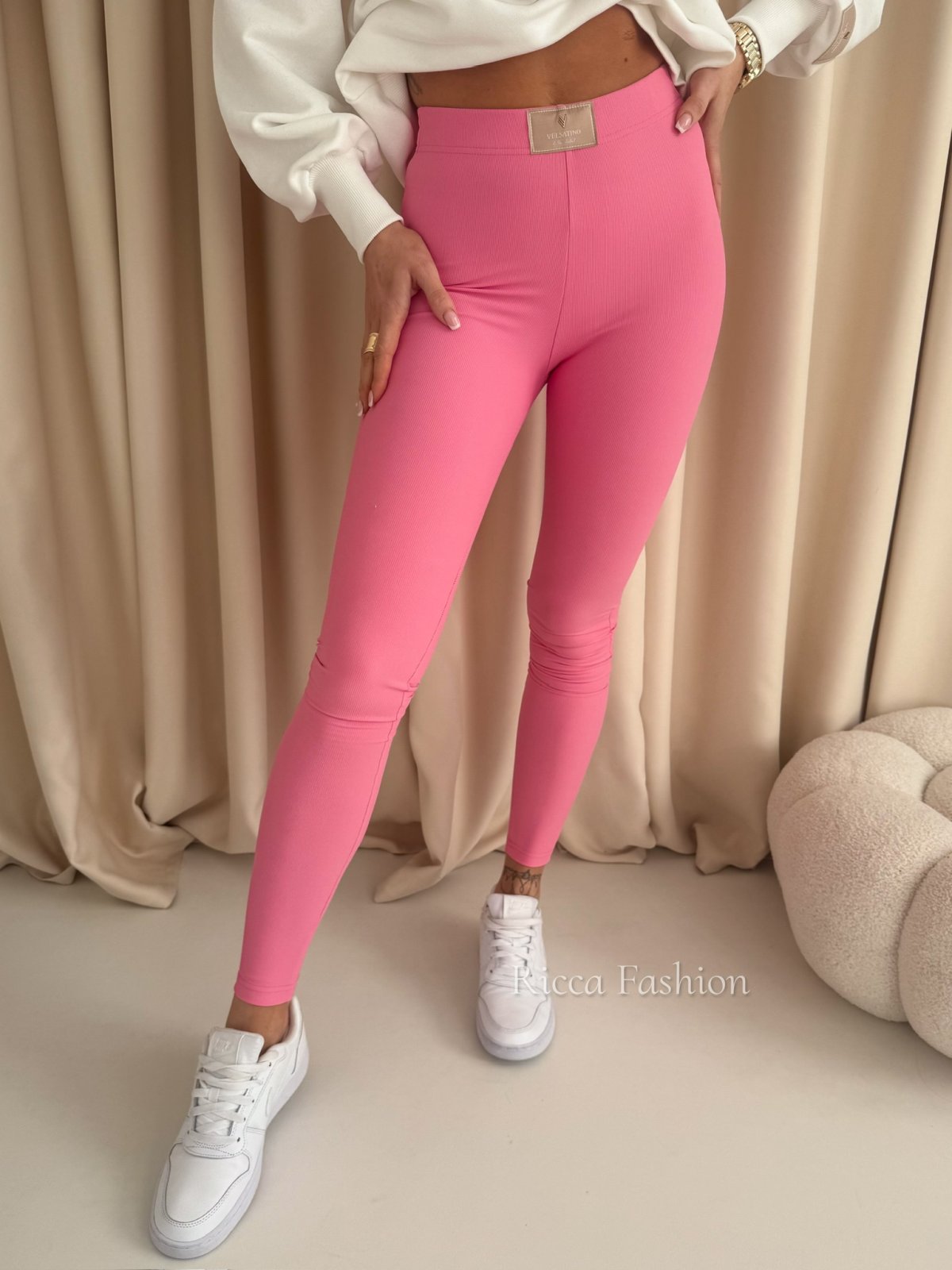 Legginsy prążkowane BELISSIMO, sweet pink