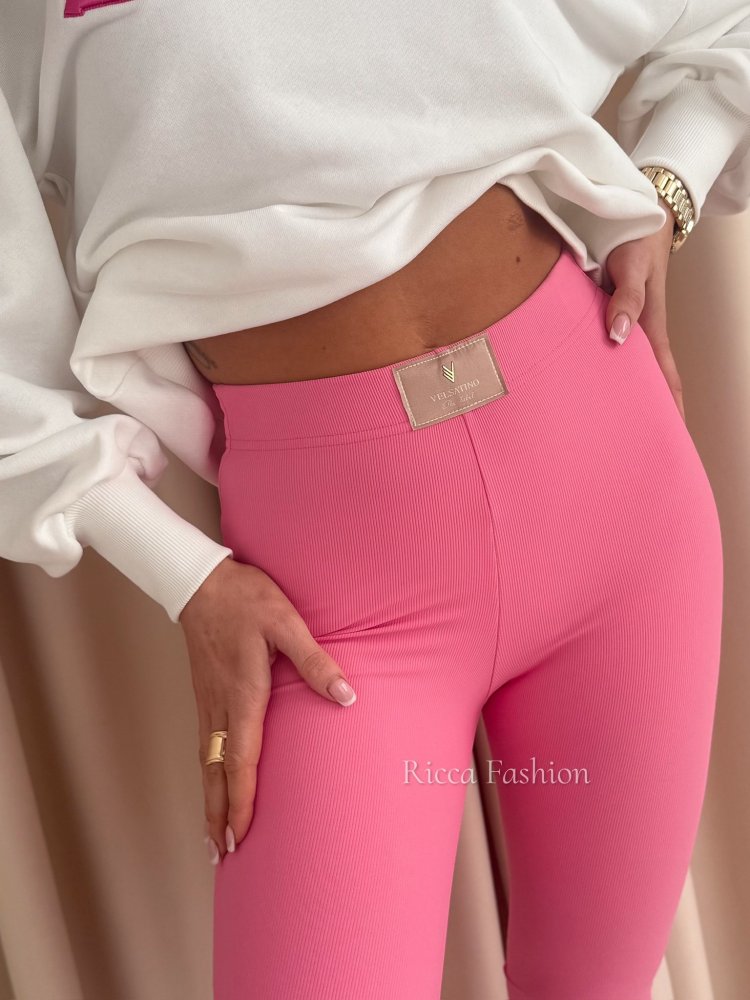 Legginsy prążkowane BELISSIMO, sweet pink