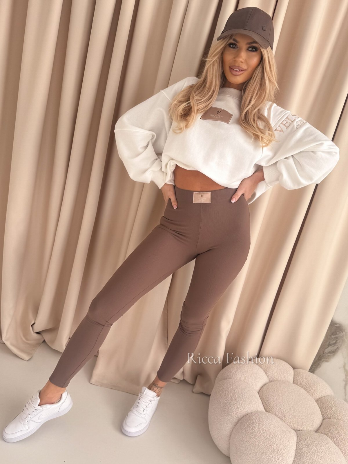 Legginsy prążkowane BELISSIMO, mocca