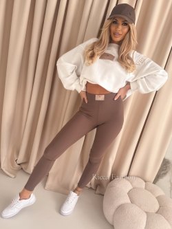 Legginsy prążkowane BELISSIMO, mocca