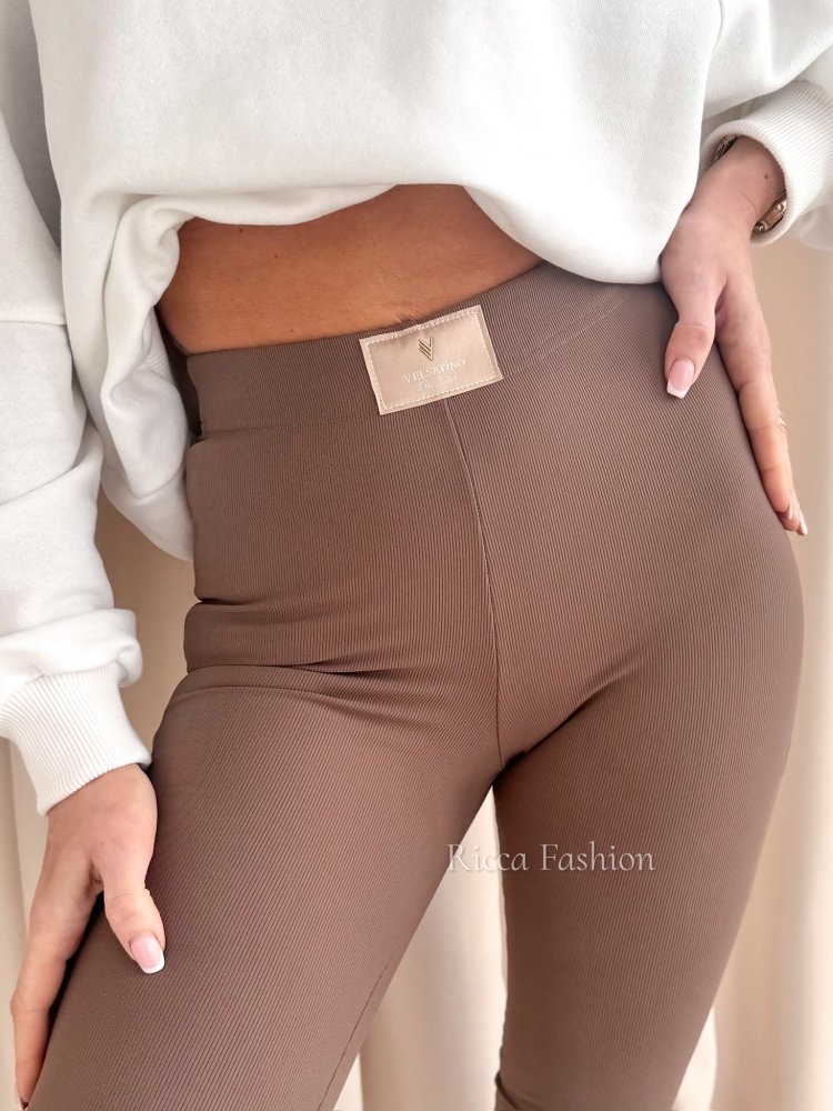 Legginsy prążkowane BELISSIMO, mocca