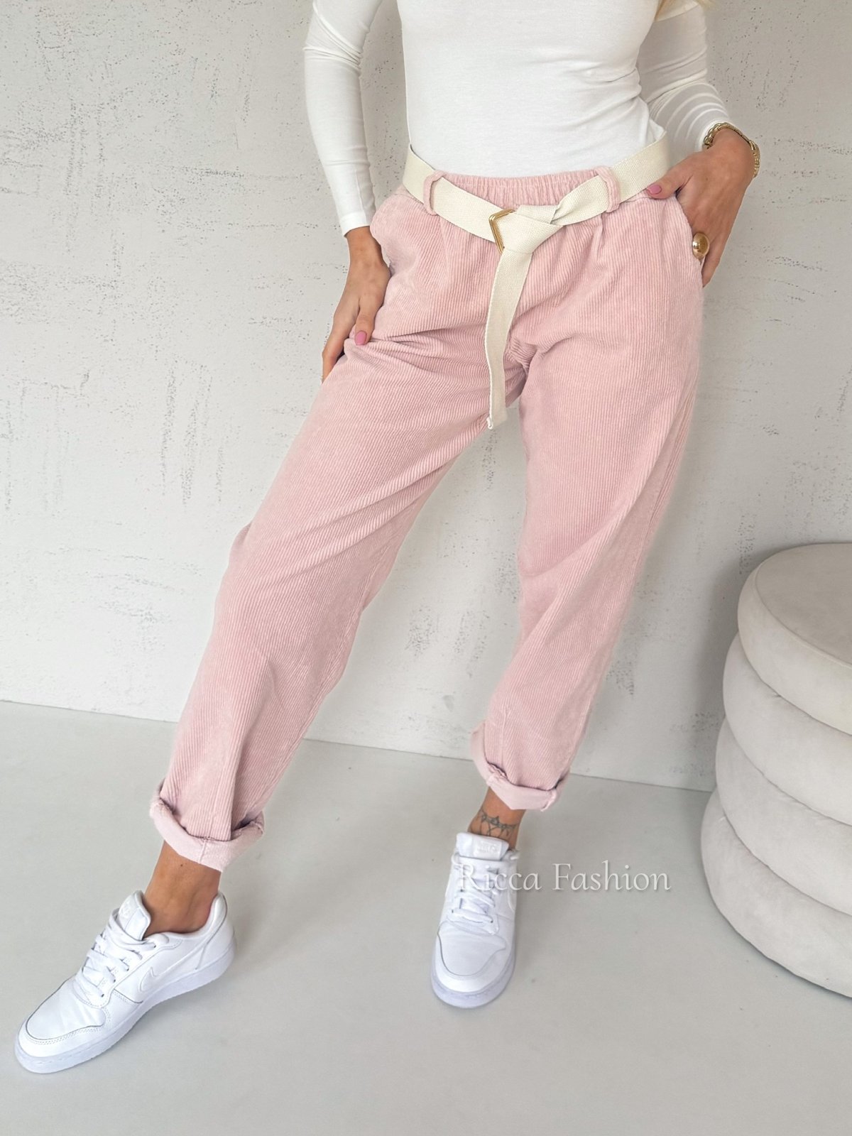 Spodnie sztruksowe BERGAMO, powder