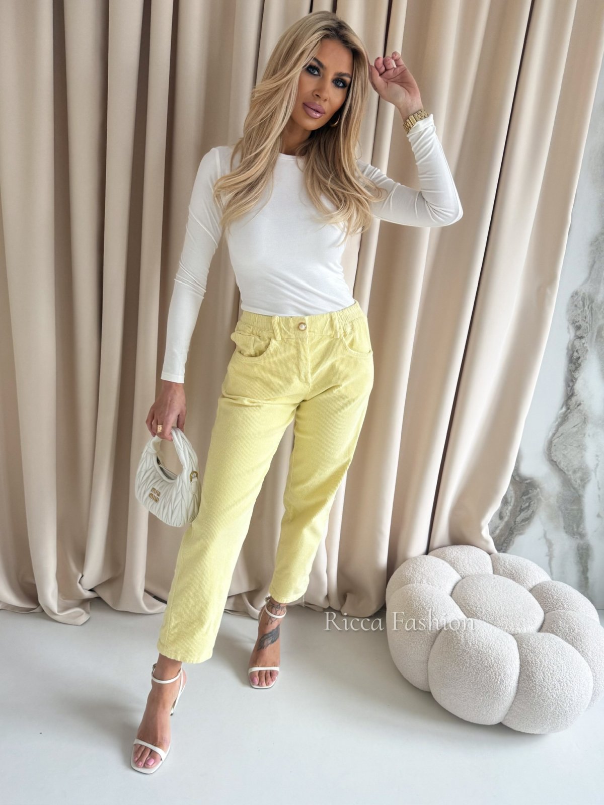 Spodnie sztruksowe ROME, banana