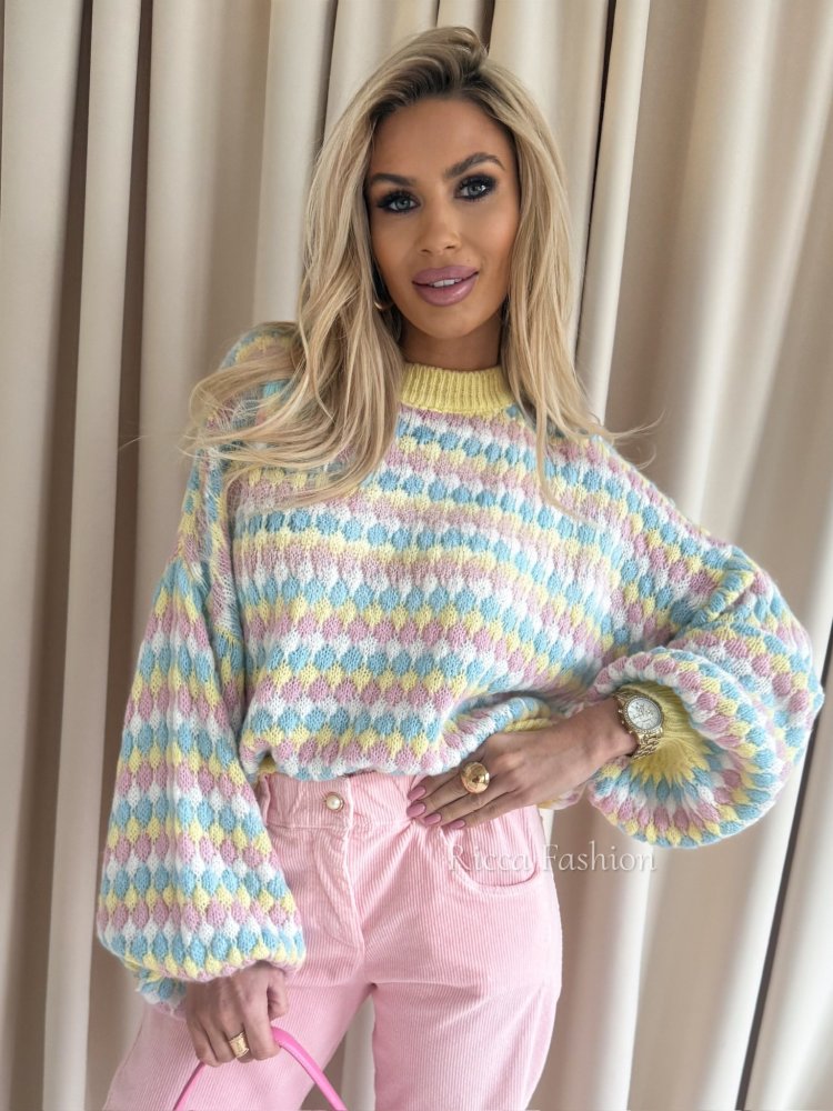 Sweter z wełną COLORFUL,...