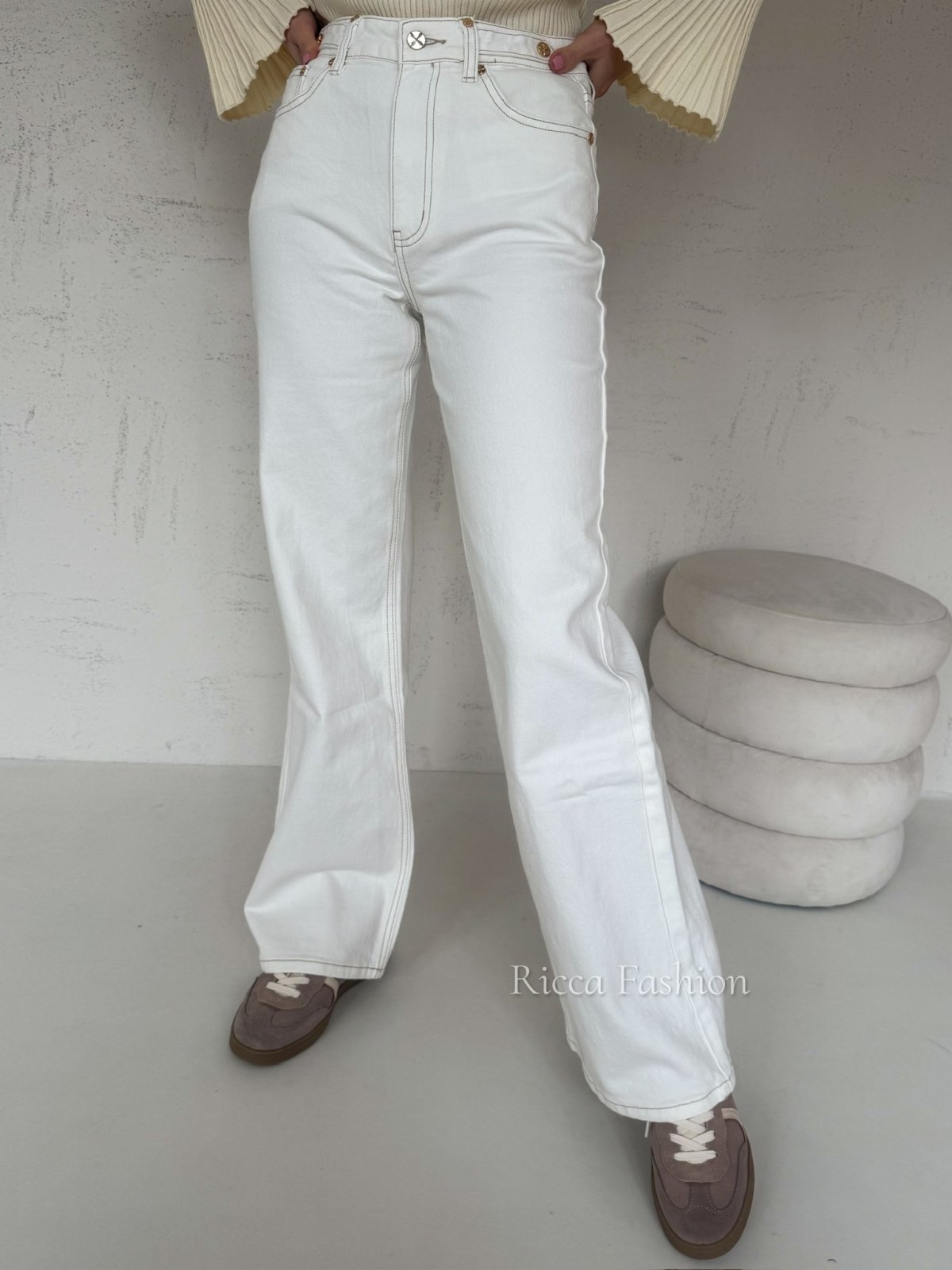 Spodnie wide leg POSH, cream