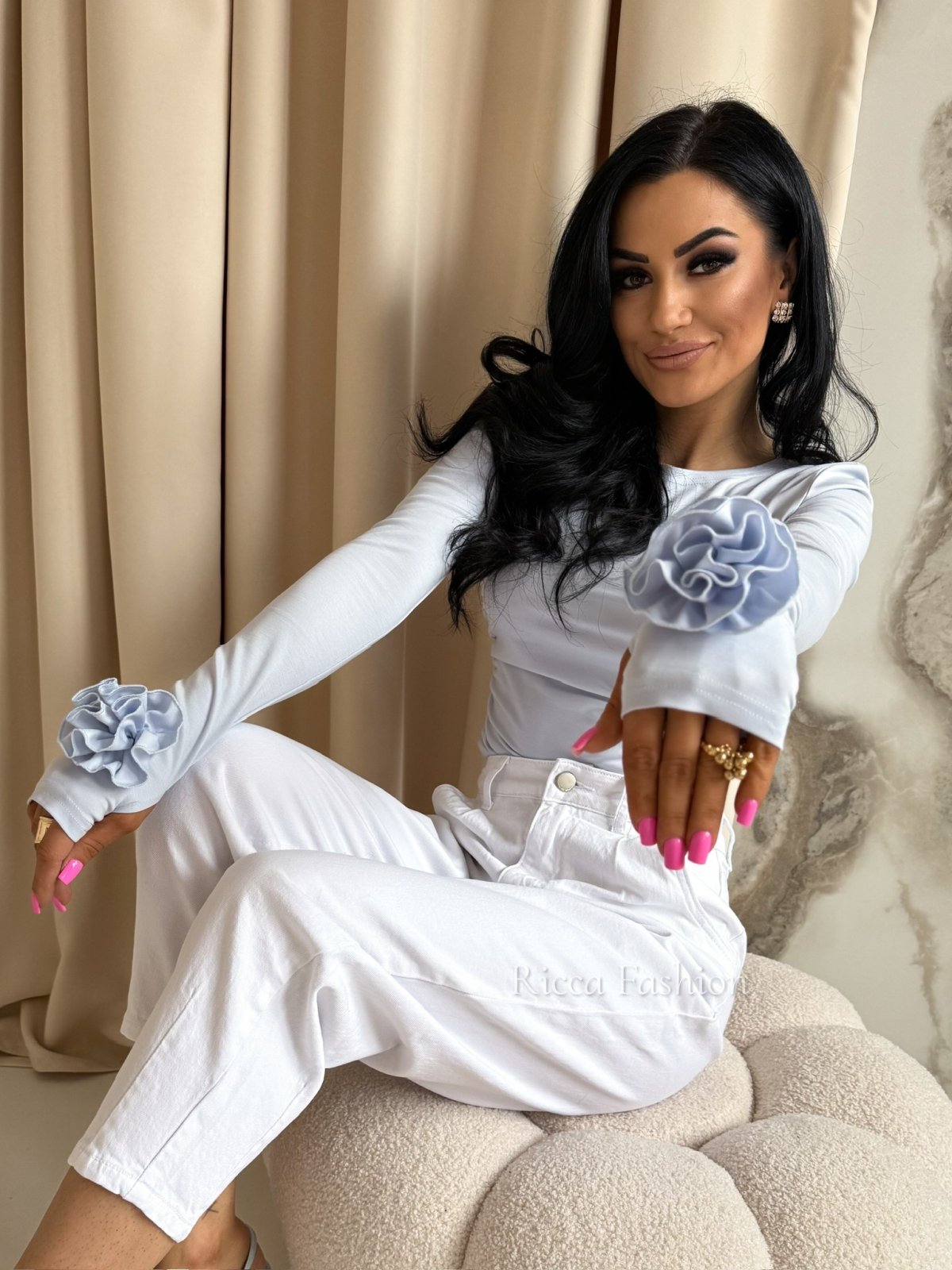 Bluzka z wiskozą premium ROSINA, baby blue