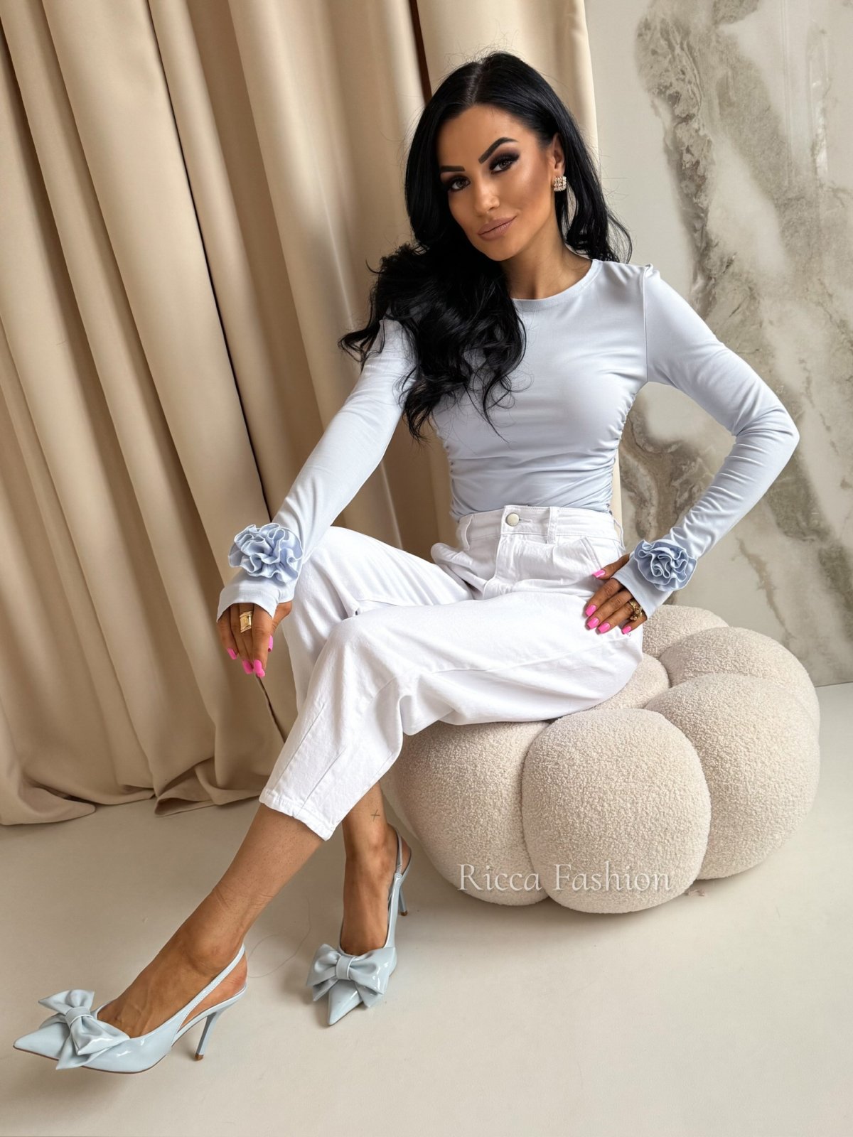 Bluzka z wiskozą premium ROSINA, baby blue