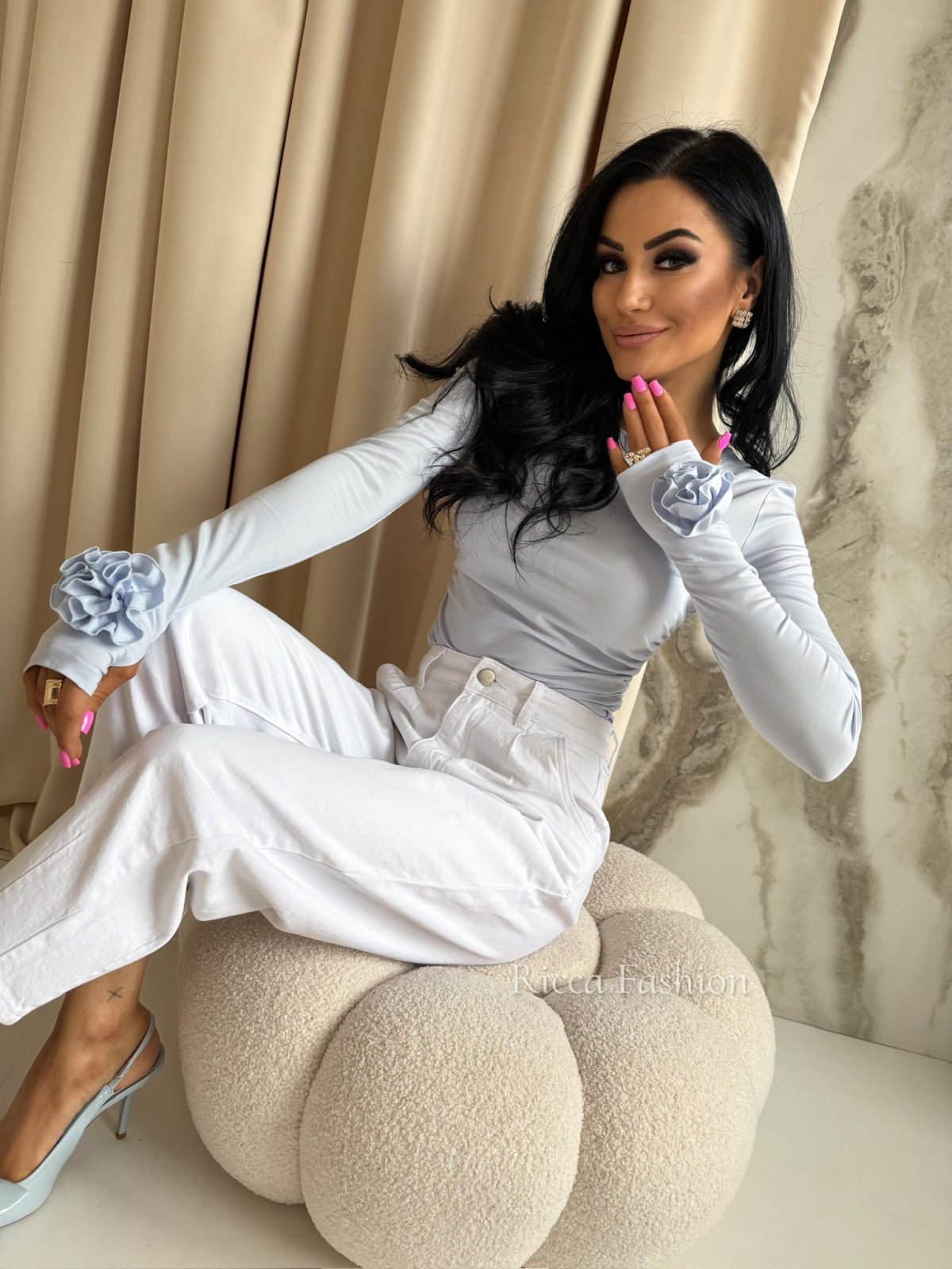 Bluzka z wiskozą premium ROSINA, baby blue