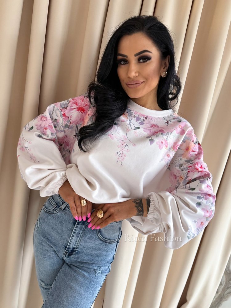 Bluza dresowa FLORISSA, ecru