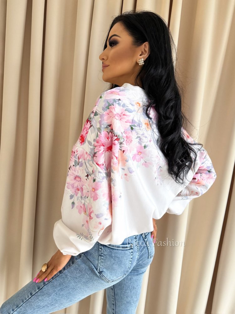 Bluza dresowa FLORISSA, ecru