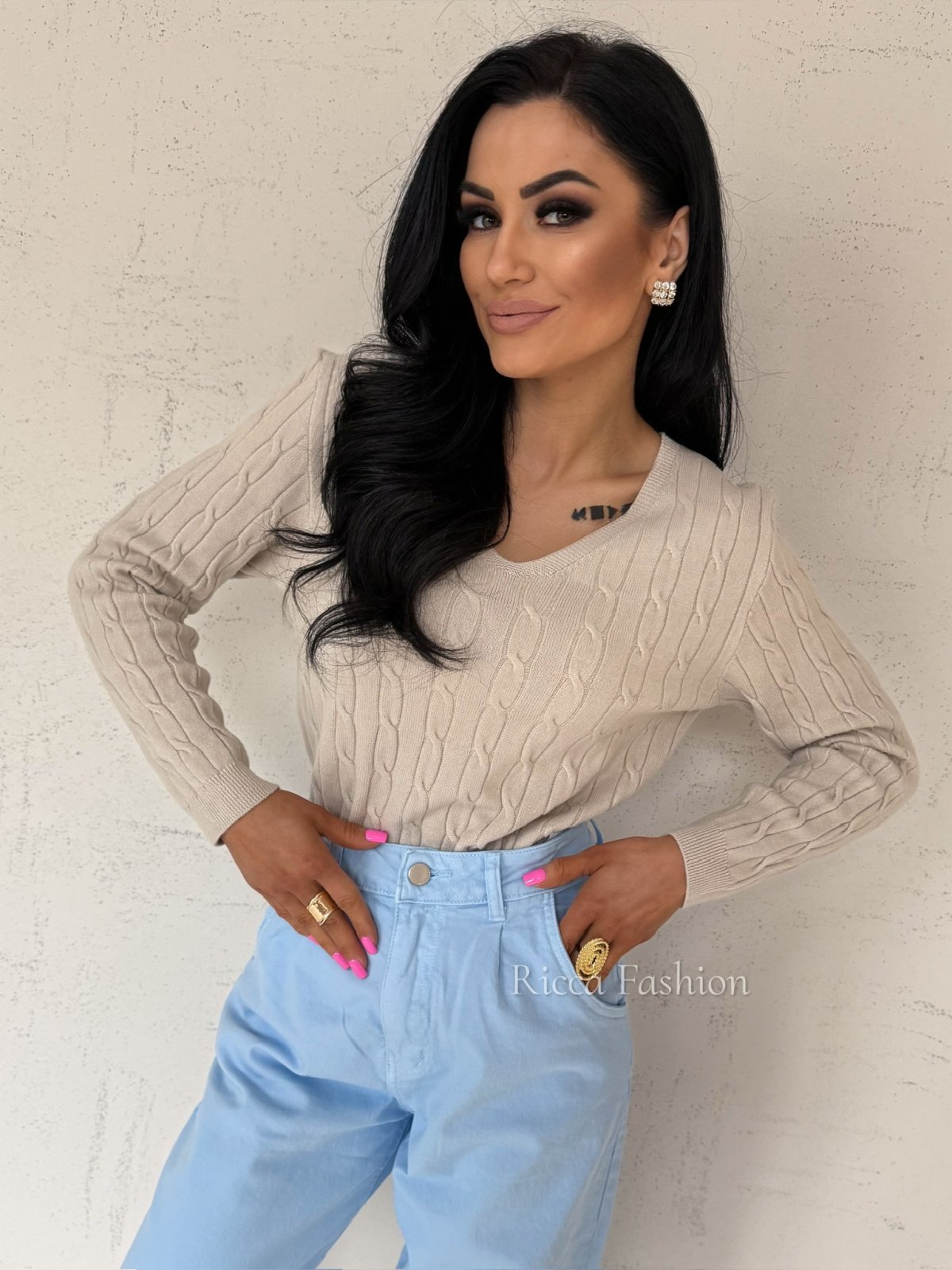 Sweter z wiskozą MURPHY, beż