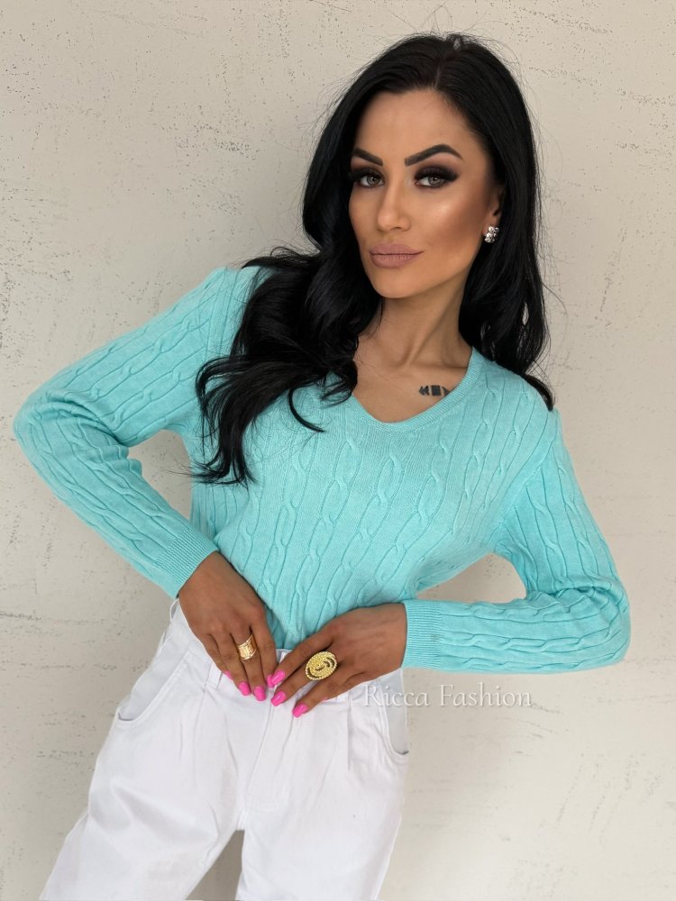 Sweter z wiskozą MURPHY, lazur