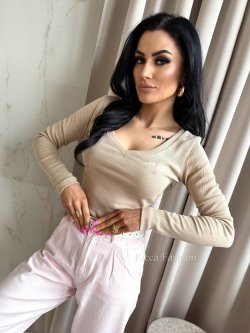 Bluzka prążkowana GOOD VIBES, beige