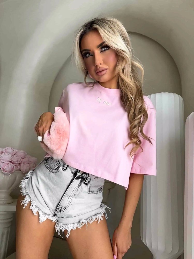 T-shirt pudełkowy ALLO, różowy