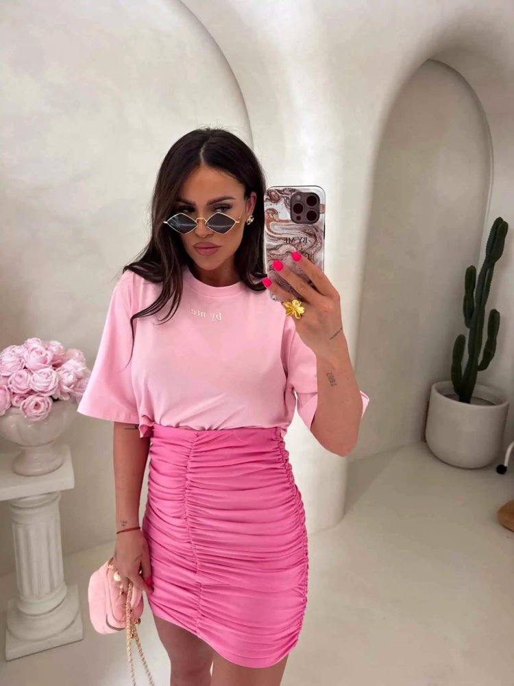 T-shirt pudełkowy ALLO, różowy