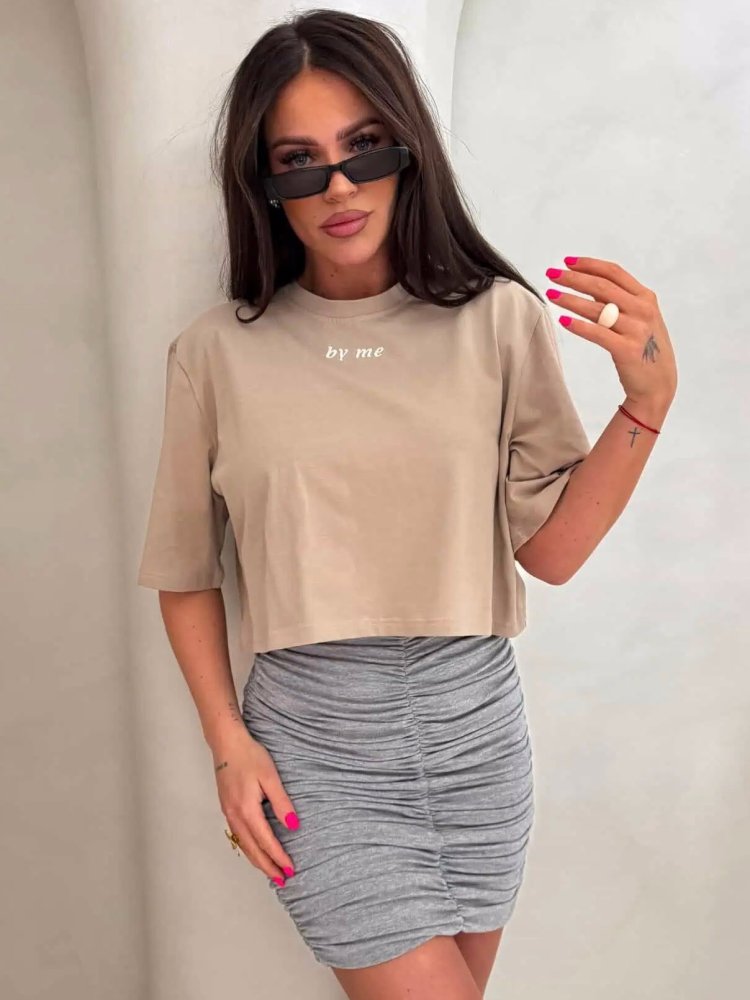 T-shirt pudełkowy ALLO, beżowy