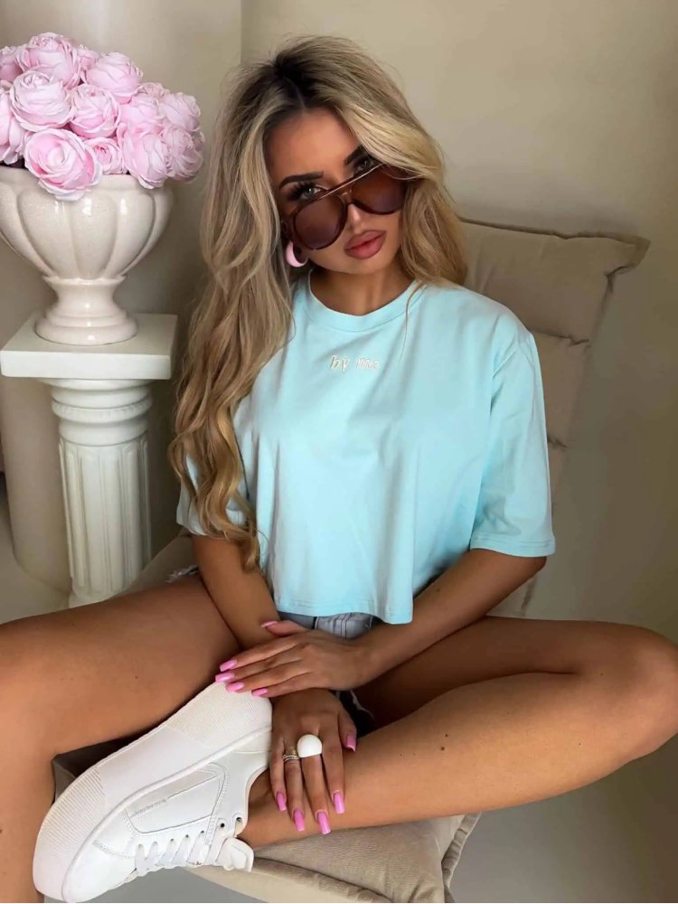 T-shirt pudełkowy ALLO, błękit