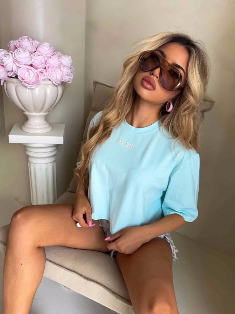 T-shirt pudełkowy ALLO, błękit