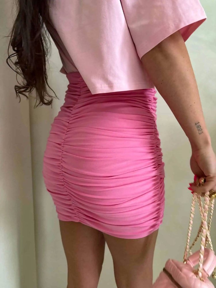 Spódniczka MARSZCZONA, różowa