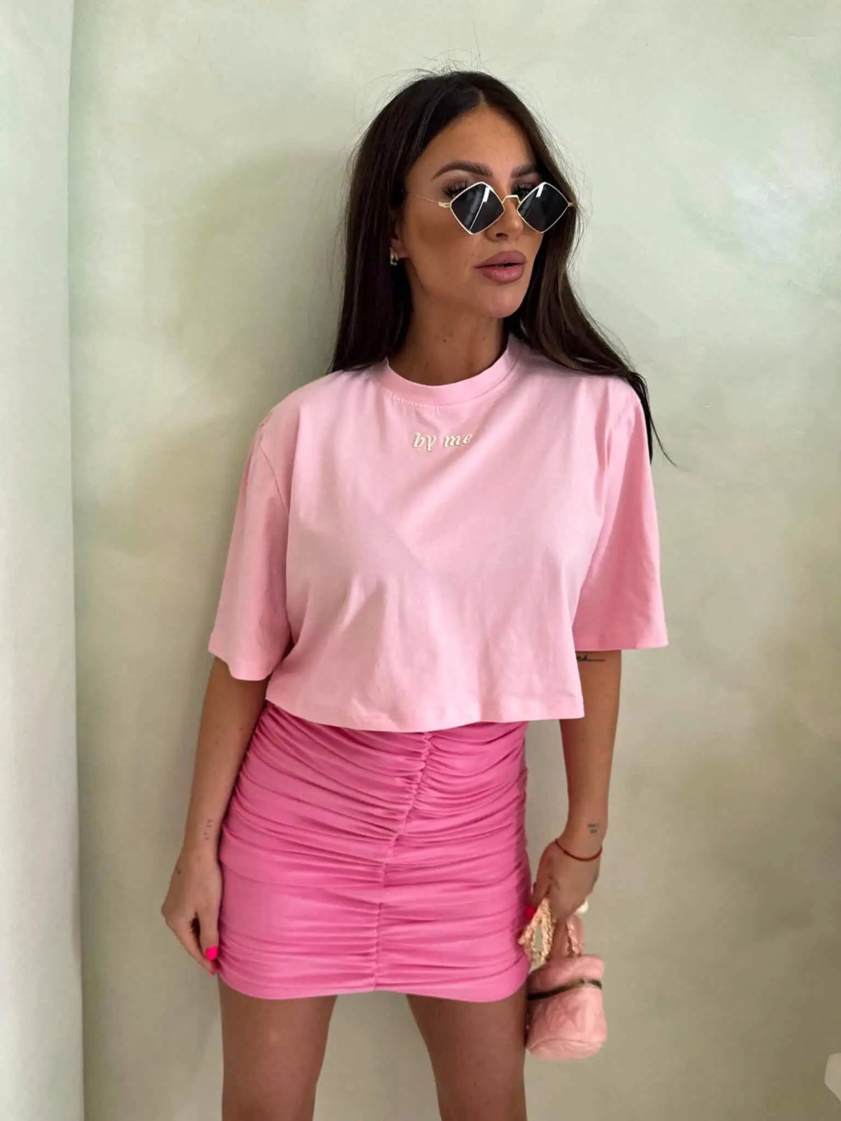 Spódniczka MARSZCZONA, różowa