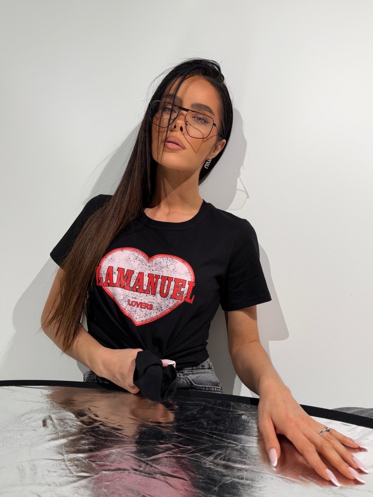 T-shirt LOVERS, czarny