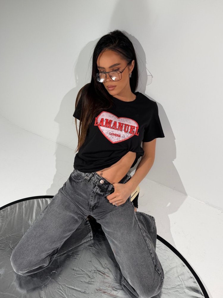 T-shirt LOVERS, czarny