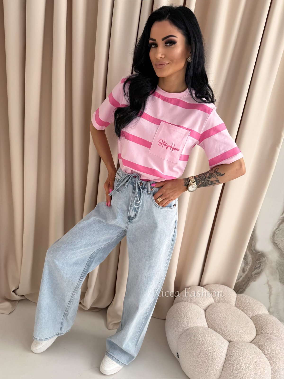 T-shirt PULSE STRIPS, sweet pink/barbie big