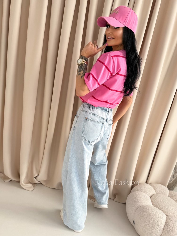 T-shirt PULSE STRIPS, barbie pink/red medium