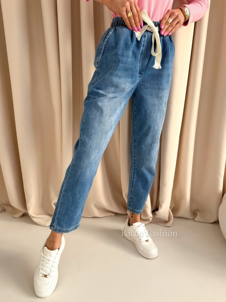 Spodnie mom fit MENDI, blue